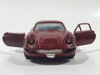 Shinsei Mini Power No. 405 Ferrari Dino 1/37 Scale Painted Dark Red Die Cast Toy Car Vehicle with Opening Doors