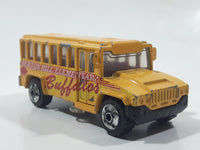 2001 Matchbox City Dudes School Bus "Burton Hill Elementary" Buffalos Yellow Die Cast Toy Car Vehicle with Opening Door