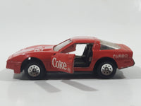 1988 Hartoy Coca Cola Coke Soda Pop Chevrolet Corvette Red Team Turbo Die Cast Toy Car Vehicle with Opening Doors