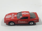 1988 Hartoy Coca Cola Coke Soda Pop Chevrolet Corvette Red Team Turbo Die Cast Toy Car Vehicle with Opening Doors