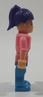 Make it Blocks Girl Figure with Purple Hair Pink Unicorn and Stars Sweater Blue Pants " Tall Toy Figure