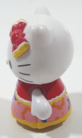 2003 Bandi Sanrio Hello Kitty Collection 1 7/8" Tall Toy Figure with Removable Snap On Clothes and Picnic Basket Accessory