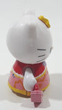 2003 Bandi Sanrio Hello Kitty Collection 1 7/8" Tall Toy Figure with Removable Snap On Clothes and Picnic Basket Accessory