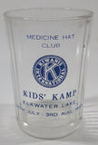 Vintage 1955 Kiwanis International Medicine Hat Club Kids Kamp Elkwater Lake 3 3/4" Tall Glass Cup