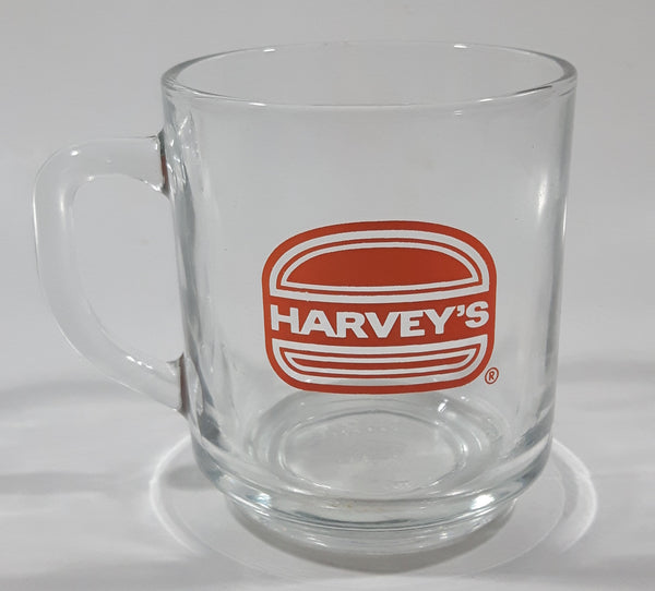 Harvey's Restaurant 3 1/2" Tall Clear Glass Coffee Mug Cup