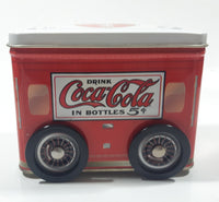 Drink Coca-Cola In Bottle 5 Cents Coke Trailer Shaped Tin Metal Container with Rolling Wheels