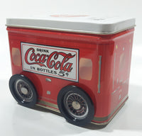 Drink Coca-Cola In Bottle 5 Cents Coke Trailer Shaped Tin Metal Container with Rolling Wheels