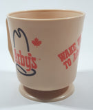Vintage Bertwood Marketing Arby's Restaurant Wake Up To Arby's 3 5/8" Tall Plastic Coffee Mug Cup