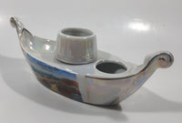 Vintage Beswick 1498 Iridescent Mother of Pearl Gold Trim Boat Shape Caviar Serving Dish