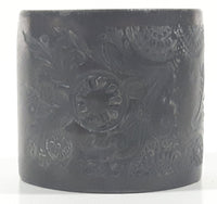Antique 1800s Engraved Etched Silver Look Heavy Metal Napkin Holder Ring
