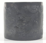 Antique 1800s Engraved Etched Silver Look Heavy Metal Napkin Holder Ring
