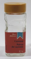 Vintage Brooke Bond Inc. Blue Ribbon Cayenne 41g 3 3/4" Tall Glass Spice Jar Bottle with Paper Label London Canada