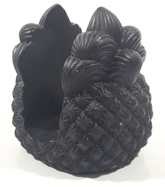 Vintage 1970s Coco Joe's #144 Pineapple Shaped Black Carved Lava Rock Napkin Holder Made in Hawaii