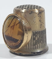 Rare Vintage Nova Scotia's Bluenose II Ship Boat Silver Plated Sewing Thimble Travel Souvenir