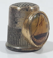 Rare Vintage Nova Scotia's Bluenose II Ship Boat Silver Plated Sewing Thimble Travel Souvenir