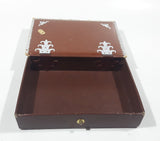 Rare Vintage Lac La Ronge Canada Odds And Ends Beaver On A Log Maple Leaf Brown Vinyl Covered Trinket Box