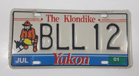 2001 Yukon The Klondike Man Panning Gold Themed Metal Vehicle License Plate Tag BLL 12