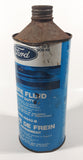 Vintage Ford Heavy Duty Brake Fluid 32 fl oz 909 ml Blue and White Metal Can FULL