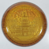 Vintage Indiana Orange Amber Iridescent Rainbow Gold Independence Hall Philadelphia 8" Diameter Carnival Glass Plate