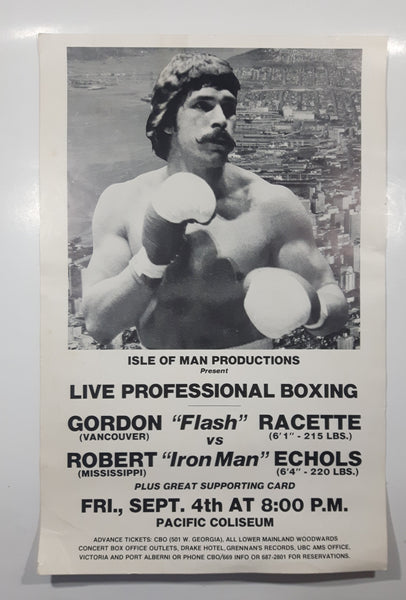 Vintage Isle Of Man Productions Present Live Professional Boxing Match  Gordon "Flash" Racette vs. Robert "Iron Man" Echols Pacific Coliseum Vancouver 13" x 20" Paper Poster Advertisement