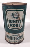 Vintage 1960s Canadian Oil Company White Rose Detergent Motor Oil One Quart Green and White 6 1/2" Tall Metal Can