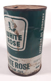 Vintage 1960s Canadian Oil Company White Rose Detergent Motor Oil One Quart Green and White 6 1/2" Tall Metal Can