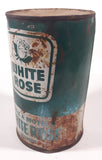 Vintage 1960s Canadian Oil Company White Rose Detergent Motor Oil One Quart Green and White 6 1/2" Tall Metal Can