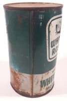 Vintage 1960s Canadian Oil Company White Rose Detergent Motor Oil One Quart Green and White 6 1/2" Tall Metal Can