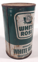 Vintage 1960s Canadian Oil Company White Rose Detergent Motor Oil One Quart Green and White 6 1/2" Tall Metal Can