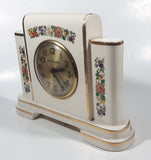 Vintage Mastercrafters Flower Pattern Porcelain 10 5/8" Wide Electric Mantle Clock