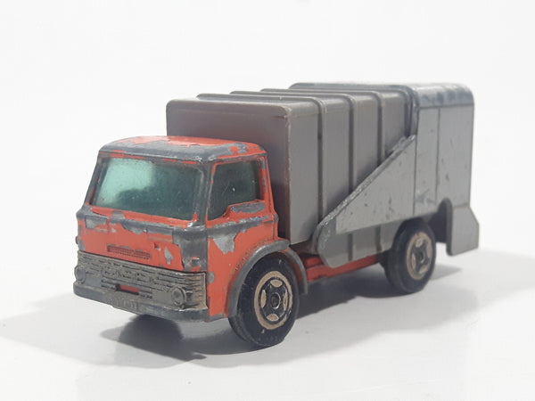 Vintage 1970 Lesney Matchbox Series No. 7 Refuse Truck Orange and Grey Die Cast Toy Car Garbage Truck Vehicle Made in England