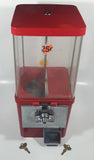 Vintage Komet Red Metal with Plastic Globe "Thank You" 15 1/2" Tall Gumball Candy Dispenser Vending Machine with Two Keys
