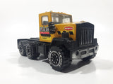 Vintage 1986 Remco Semi Tractor Truck A & H Construction Company Yellow Pressed Steel and Plastic Die Cast Toy Car Vehicle