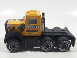 Vintage 1986 Remco Semi Tractor Truck A & H Construction Company Yellow Pressed Steel and Plastic Die Cast Toy Car Vehicle