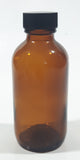 Vintage 4 1/4" Tall 6003 Brown Amber Glass Medicine Bottle with Black Plastic Lid