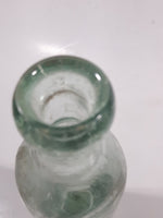 Antique 1800s Round Bottom 9" Tall Heavy Green Blue Cork Top Glass Bottle