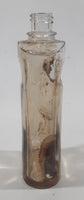 Vintage 1940s RHR Whiskey 4 3/4" Tall Pocket Flask Embossed Glass Bottle