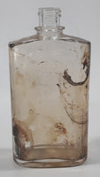 Vintage 1940s RHR Whiskey 4 3/4" Tall Pocket Flask Embossed Glass Bottle