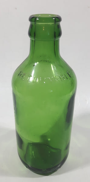 Vintage Returnable 6 1/2" Tall Embossed Lettering Green Glass Bottle
