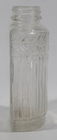 Antique Unique Flat Sided 5 1/4" Tall Embossed Glass Half Bottle