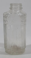 Antique Unique Flat Sided 5 1/4" Tall Embossed Glass Half Bottle