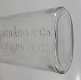 Antique Blanchard & Co Victoria, B.C. 4 3/4" Tall Embossed Lettering Glass Bottle