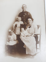 Antique Gibson Co Vancouver and Victoria Soldier With His Wife and Three Children 5" x 8" Family Photo Picture On Thin Hardboard