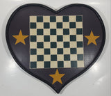 Heart Shaped Yellow Star Green and White Square Purple with Black Border Wood Chess Board Wall Hanging