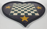 Heart Shaped Yellow Star Green and White Square Purple with Black Border Wood Chess Board Wall Hanging