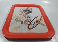 Vintage 1972 Coca-Cola Girl in Duster 1909 Pinup Girl Red Metal Beverage Serving Tray Coke Cola Soda Pop Collectible