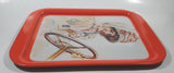 Vintage 1972 Coca-Cola Girl in Duster 1909 Pinup Girl Red Metal Beverage Serving Tray Coke Cola Soda Pop Collectible