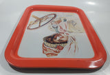 Vintage 1972 Coca-Cola Girl in Duster 1909 Pinup Girl Red Metal Beverage Serving Tray Coke Cola Soda Pop Collectible