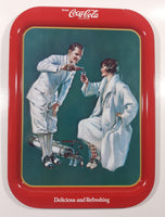 Vintage 1973 Coca Cola 1926 Golfing Couple 10 3/4" x 14 3/4" Metal Beverage Serving Tray