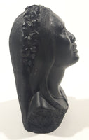 Vintage Coco Joe's Hawaii Woman Bust 3 5/8" Tall Carved Lava Rock Tiki Figurine